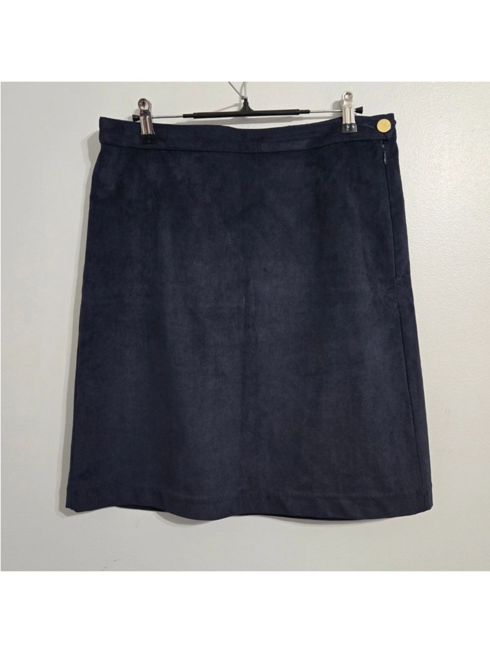 Classic Navy A-Line Skirt - navy microsuede Women